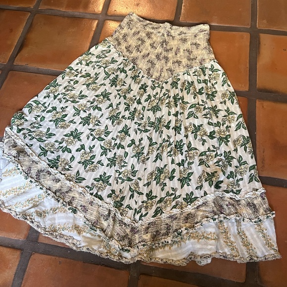 Free People Cream and Green Maxi Skirt - Picture 6 of 8